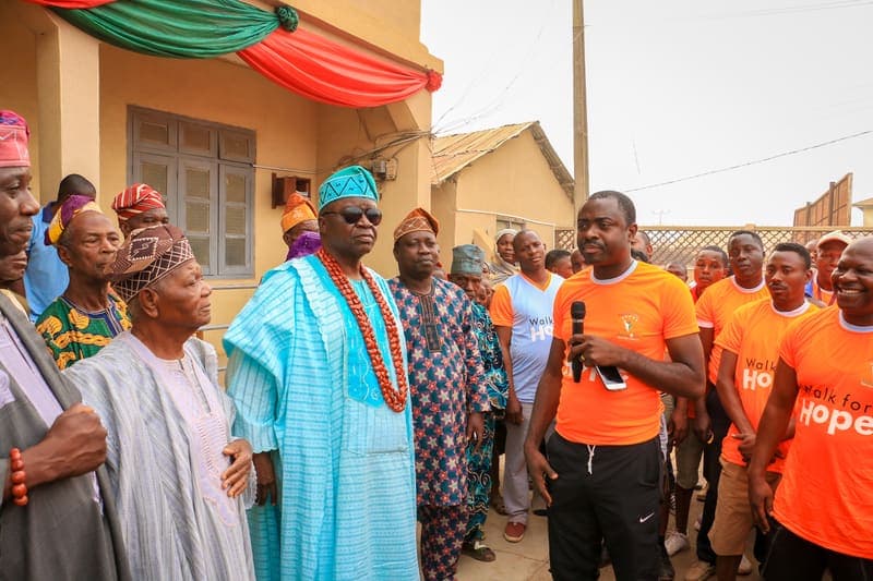 Dr Funso Ayeni with the Elekole-in-Council, Hope for All, 2016.